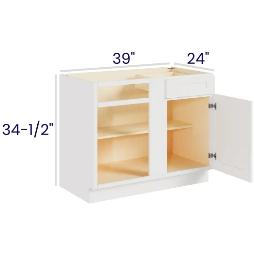 White Shaker Blind Corner Base Right