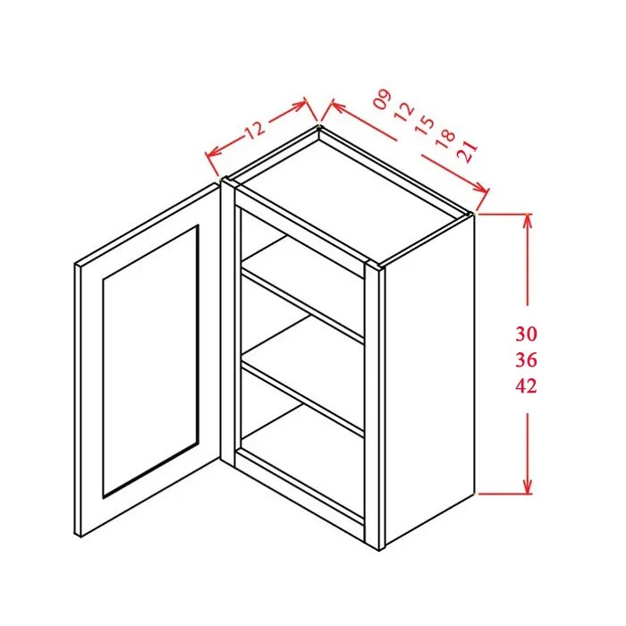 Red Cherry 42" High Wall Cabinets · Single Door