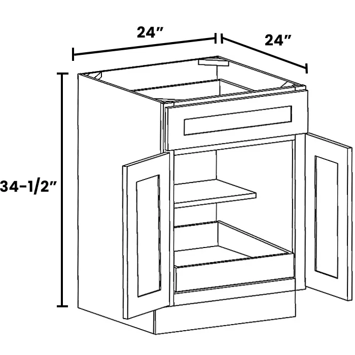 Red Cherry Double Door Single Drawer Bases With One Rollout