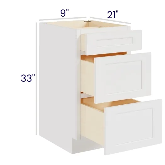 White Shaker Vanity Drawer Base Cabinet