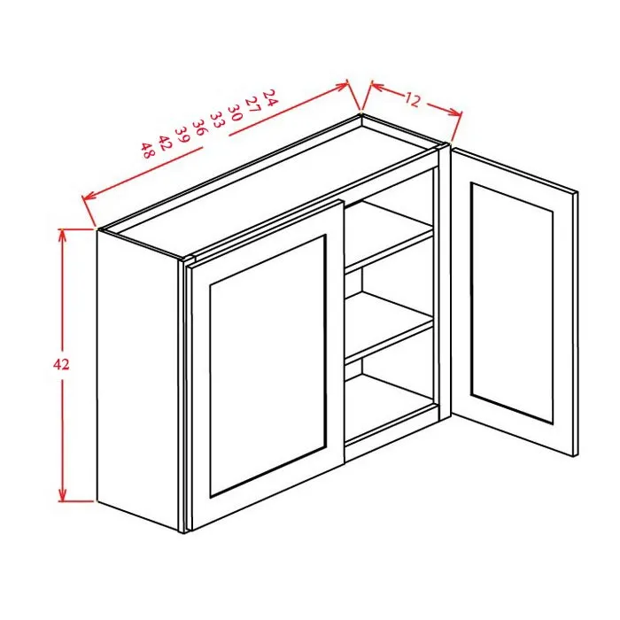 Red Cherry 42" High Wall Cabinets · Double Door