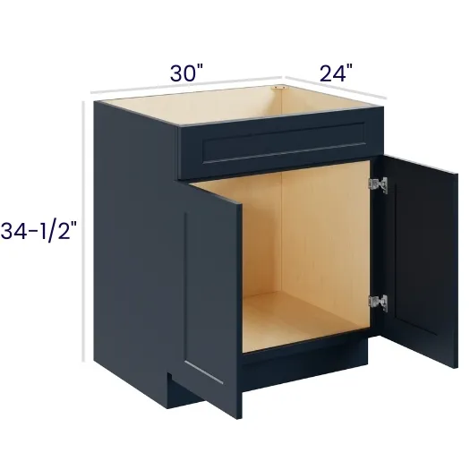 Navy Blue Shaker Sink Base · Single Drawer Front