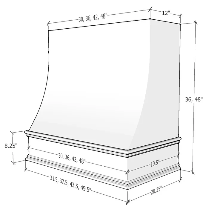Heather Gray Shaker Sloped Hoods · Classic Molding Smooth