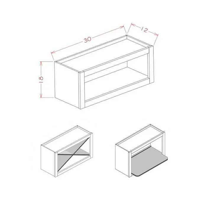 Heather Gray Shaker Wall Open Cabinet