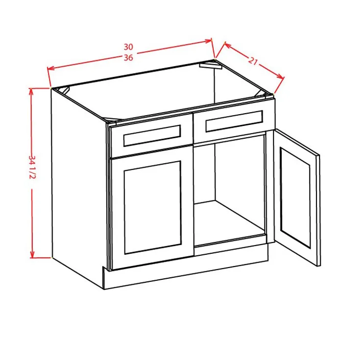 Navy Blue Shaker Vanity Sink Base · Double Door Double Drawer Front