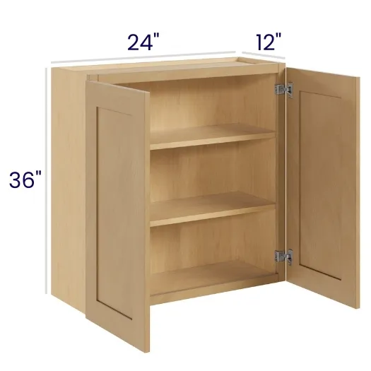 Oak Shaker 36" High Wall Cabinets · Double Door