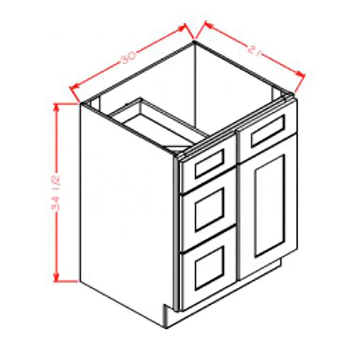 Red Cherry Vanity Combo Bases · Drawers Left