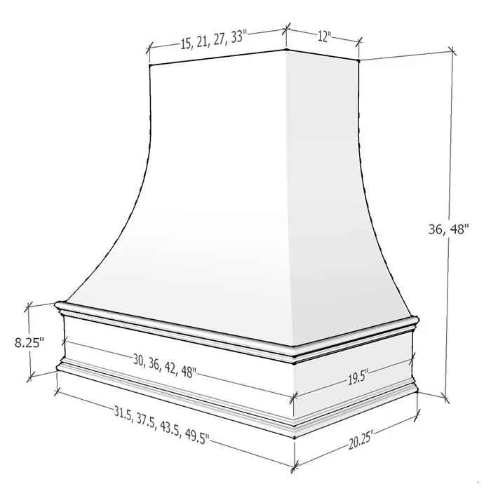 Natural Birch Curved Hoods · Classic Molding Smooth