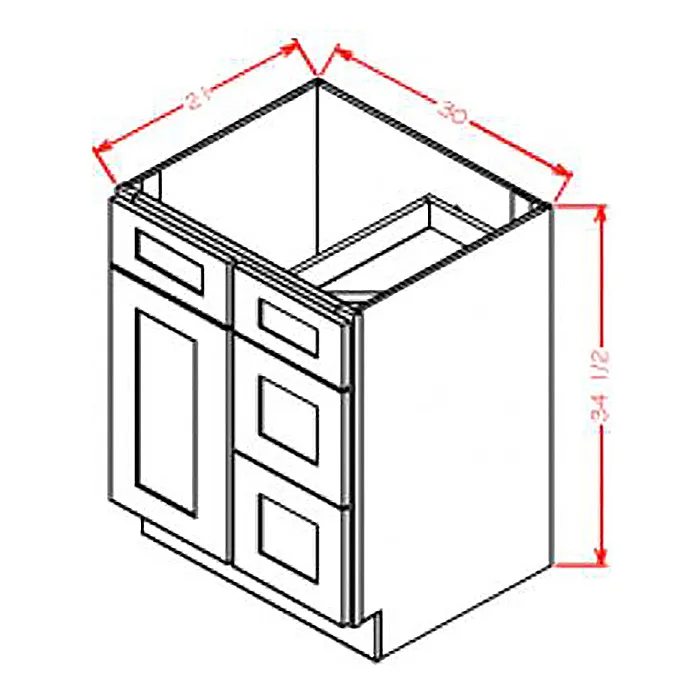 Red Cherry Vanity Combo Bases · Drawers Right