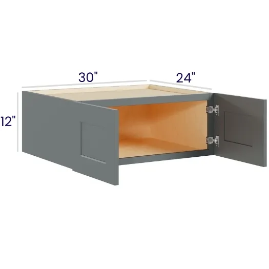 Heather Gray Shaker 30" Refrigerator Wall Cabinets