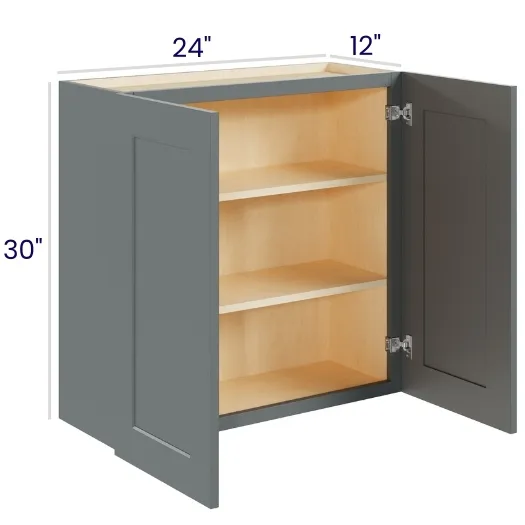 Heather Gray Shaker 30" High Wall Cabinets · Double Door