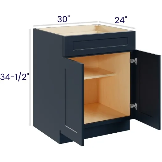 Navy Blue Shaker Double Door Single Drawer Bases