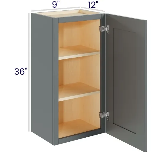 Heather Gray Shaker 36" High Wall Cabinets · Single Door