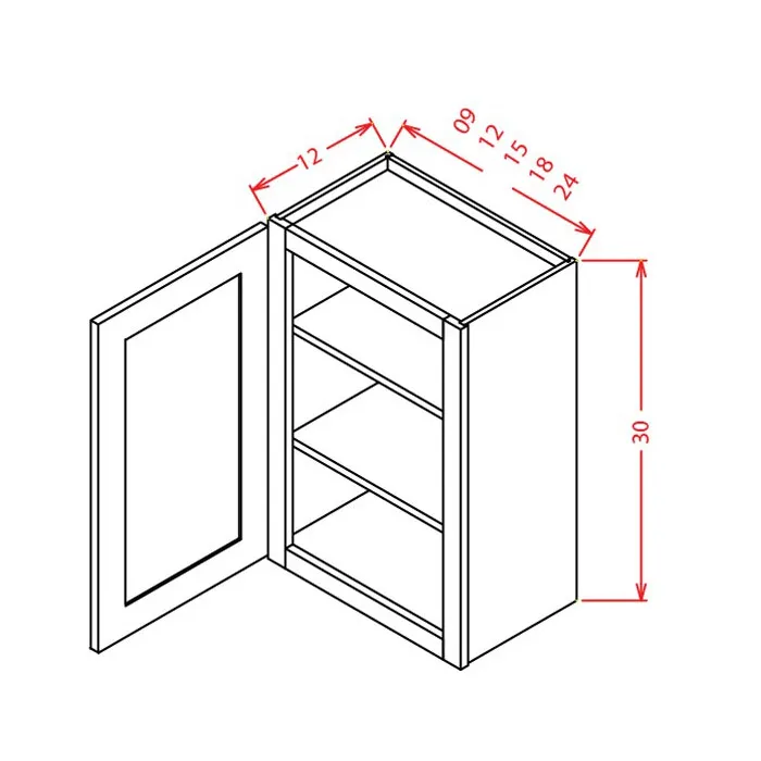 Red Cherry 30" High Wall Cabinets · Single Door