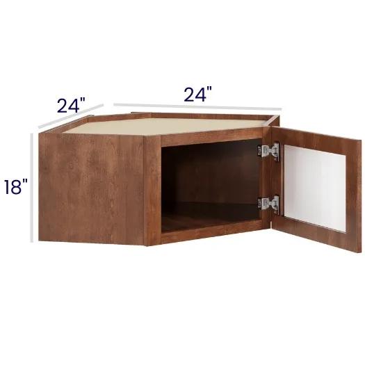 Red Cherry Diagonal Stacker Cabinets · 18" Tall · Finished Interior · DOES NOT INCLUDE GLASS