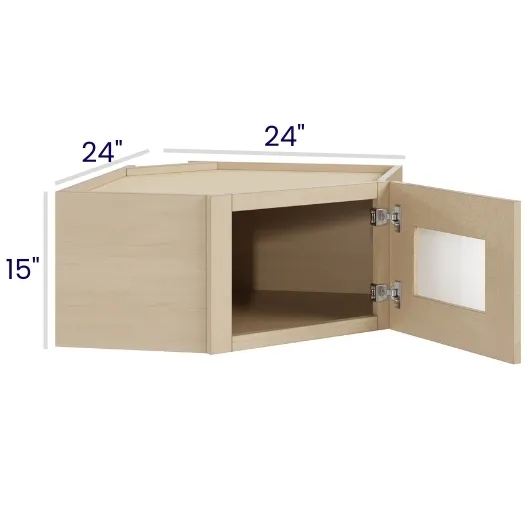 Natural Birch Diagonal Stacker Cabinets · 15" Tall · Finished Interior · DOES NOT INCLUDE GLASS
