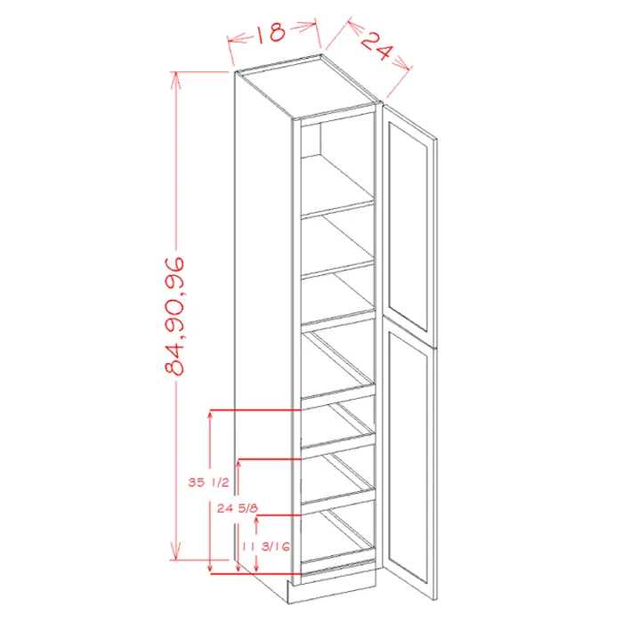Red Cherry ;">Pantry Cabinet with Four Rollout Shelves