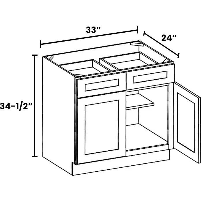 Heather Gray Shaker Double Door Double Drawer Bases
