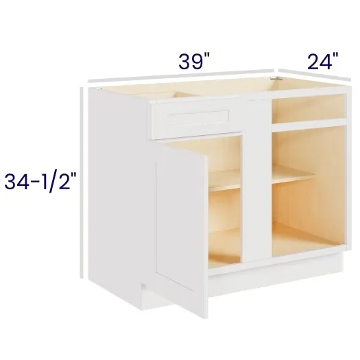 White Shaker Blind Corner Base Left