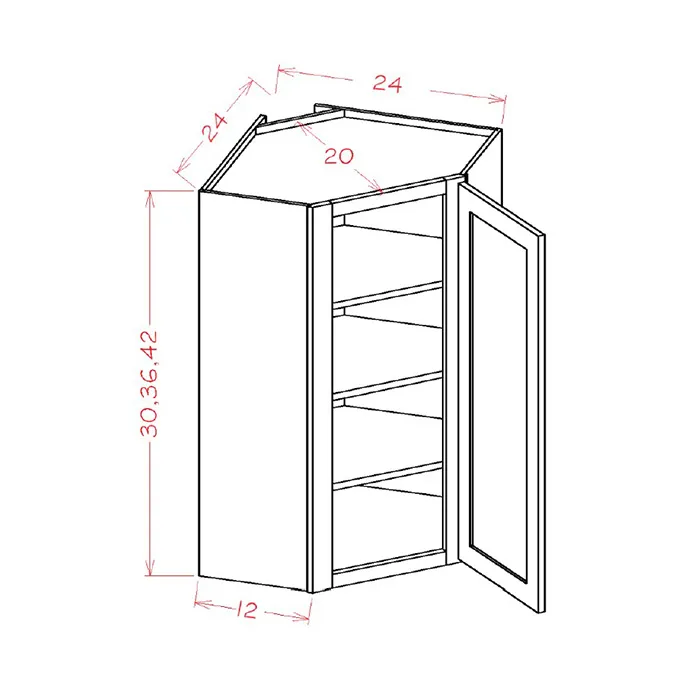Heather Gray Shaker Diagonal Corner Wall Cabinets