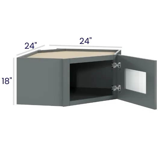 Heather Gray Shaker Diagonal Stacker Cabinets · 18" Tall · Finished Interior · DOES NOT INCLUDE GLASS