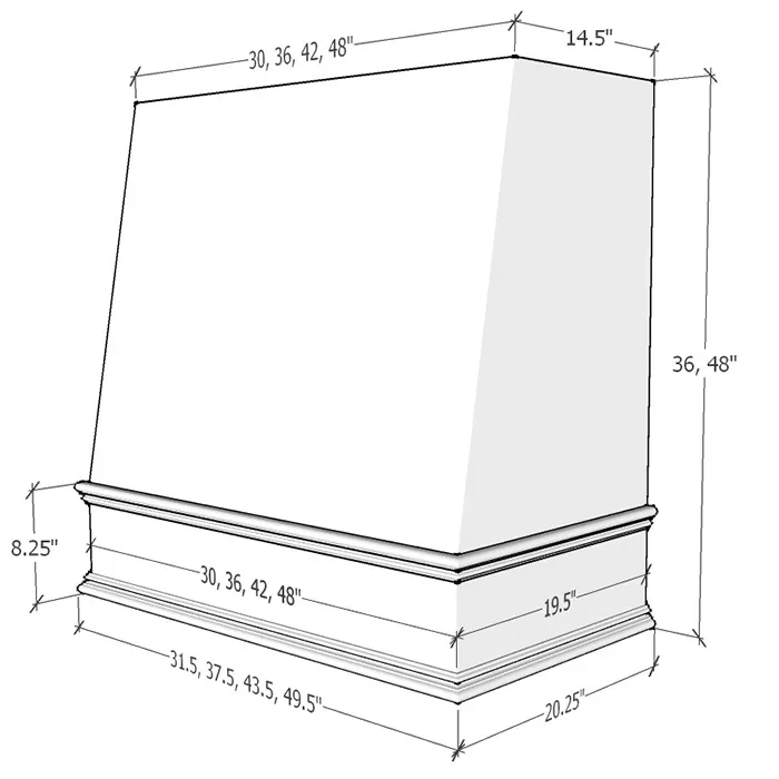 Heather Gray Shaker Angled Hoods · Classic Molding Smooth