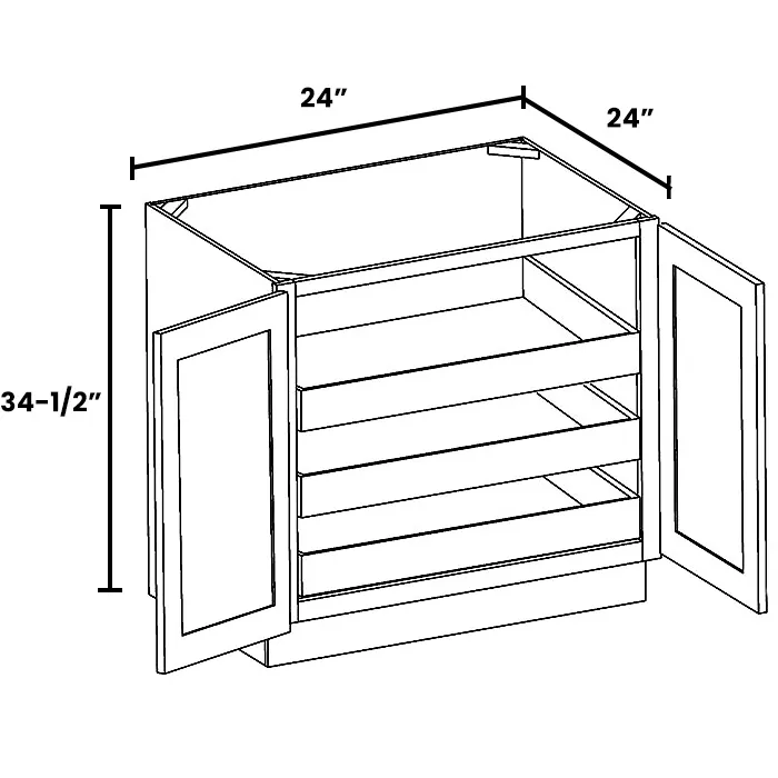 Red Cherry Full Height Double Door Bases With Three Rollouts