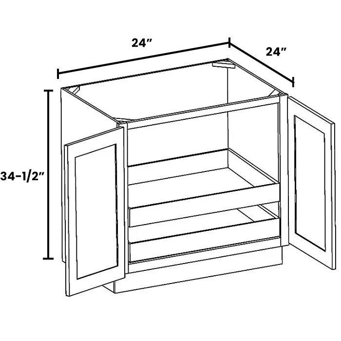 Red Cherry Full Height Double Door Bases With Two Rollouts