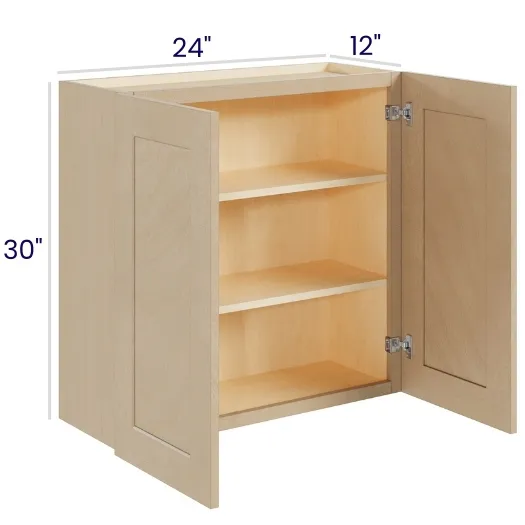 Natural Birch 30" High Wall Cabinets · Double Door
