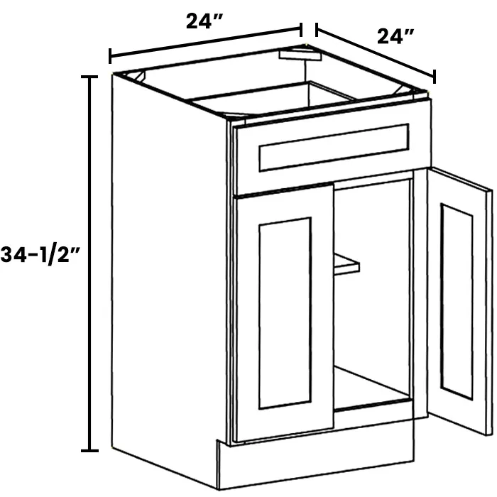 Heather Gray Shaker Double Door Single Drawer Bases