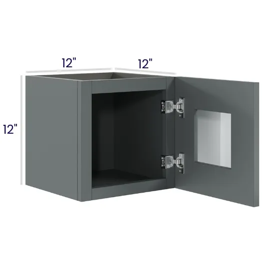 Heather Gray Shaker Single Door Stacker Cabinets · Finished Interior · DOES NOT INCLUDE GLASS