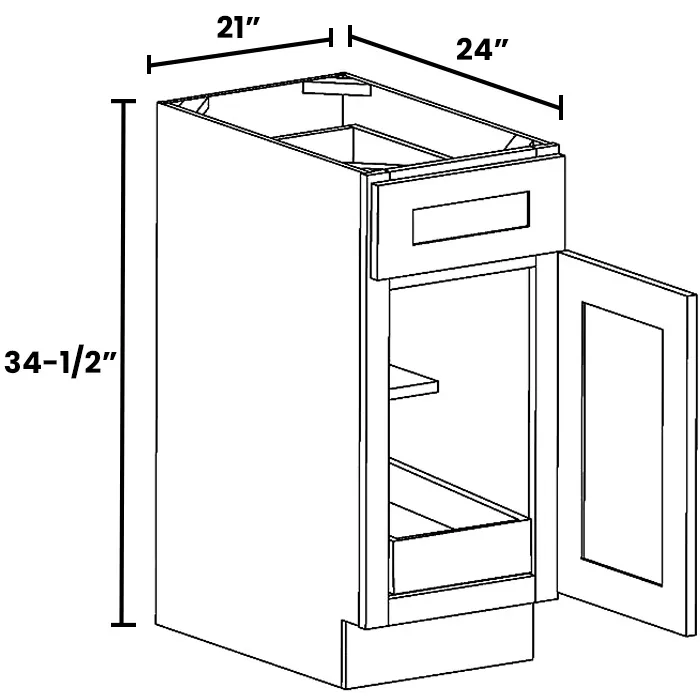 Navy Blue Shaker Single Door Single Drawer Bases With One Rollout