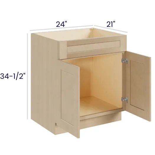 Natural Birch Vanity Sink Base · Double Door Single Drawer Front