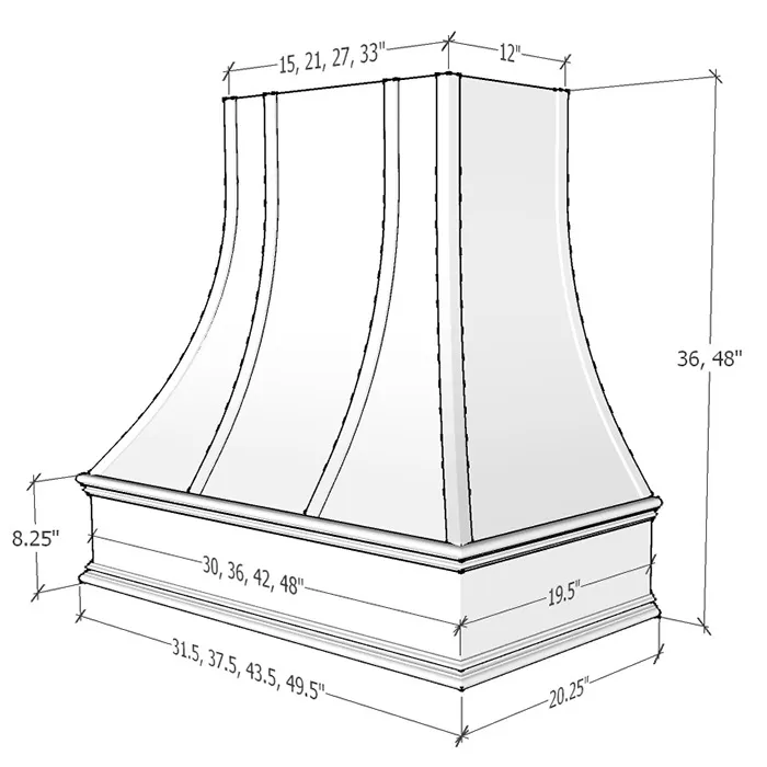 Natural Birch Curved Hoods · Classic Molding Strapped