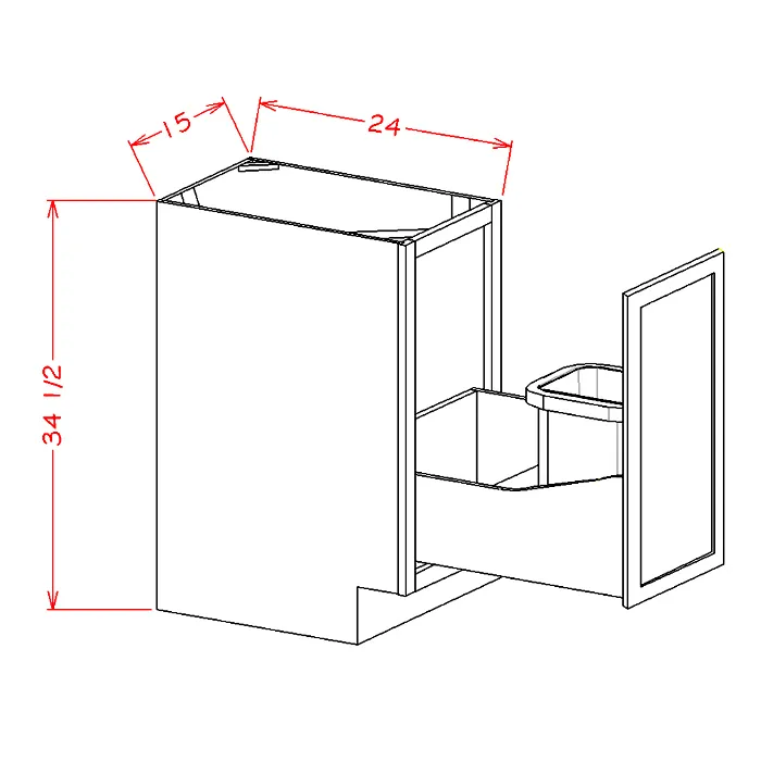 Heather Gray Shaker single bin waste container pull-out