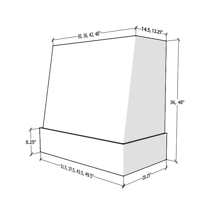 Heather Gray Shaker Angled Chimney Range Hood