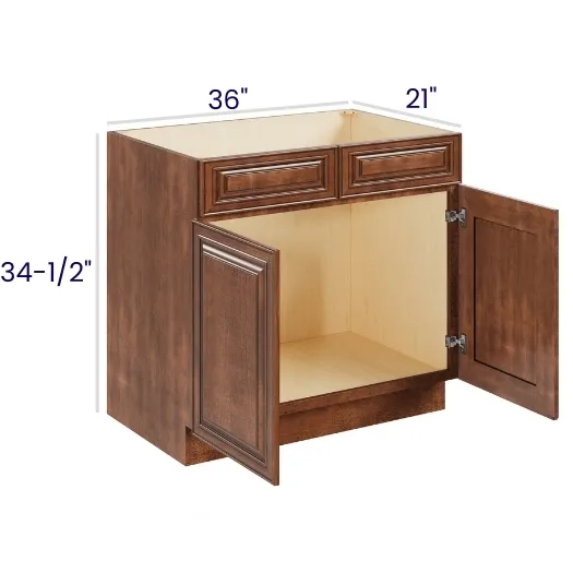 Red Cherry Vanity Sink Base · Double Door Double Drawer Front